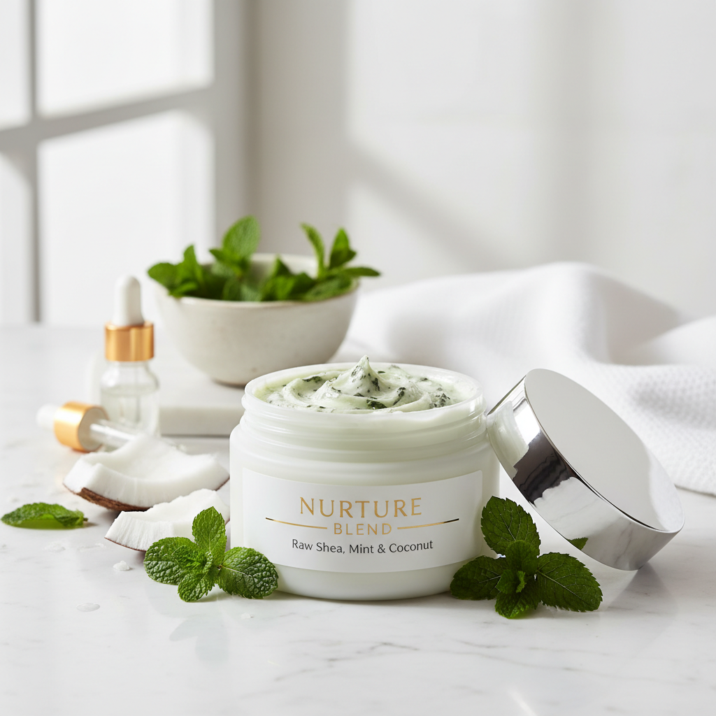 Raw Unrefined Shea Butter & Mint & Coconut Oil with Energized Plasma Water - Premium Natural Hair and Skin Care Product